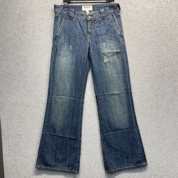 Abercrombie & Fitch Flare Jeans Womens‎ 0 Distressed Cotton Vintage Baggy Blue - Picture 1 of 13